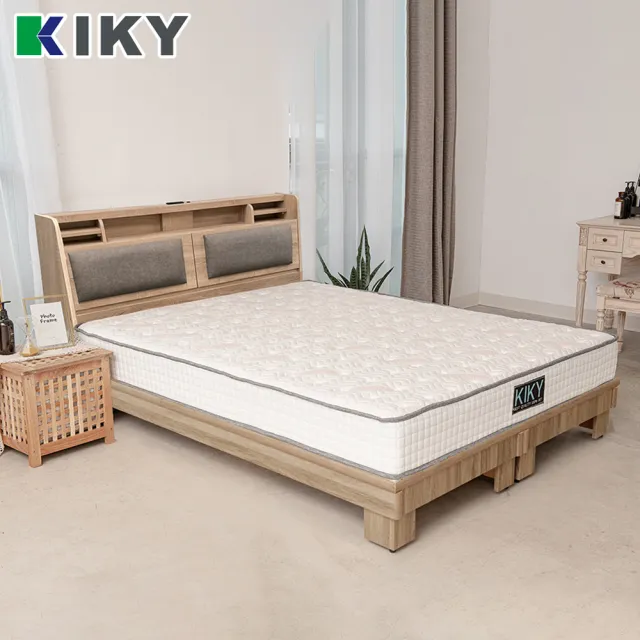 【KIKY】伽羅夜燈插座收納二件組雙人5尺(床頭片+高腳六分床底)