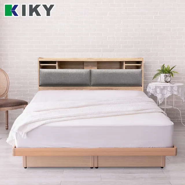 【KIKY】伽羅夜燈插座收納二件組雙人5尺(床頭片+掀床底)