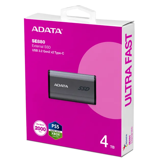 【ADATA 威剛】Elite SE880 500GB 外接式固態硬碟 鈦灰