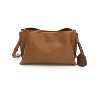 【uniarts】歐系設計DAE真皮流線壓紋斜背小方包(深駝)