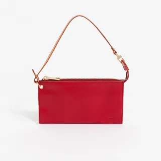 【uniarts】歐系頂級荔枝紋牛皮手拿包長夾(紅/手拎包)