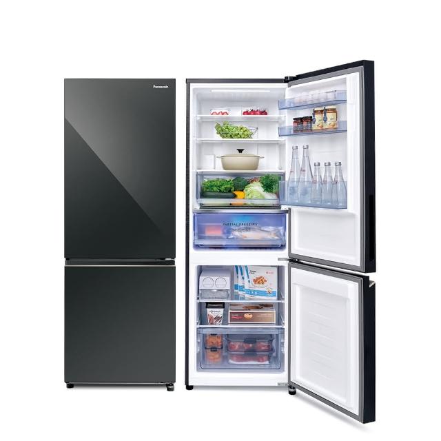 【Panasonic 國際牌】家電快配★300公升一級能效玻璃門雙門變頻冰箱-鏡面鑽石黑(NR-B301VG-X1)