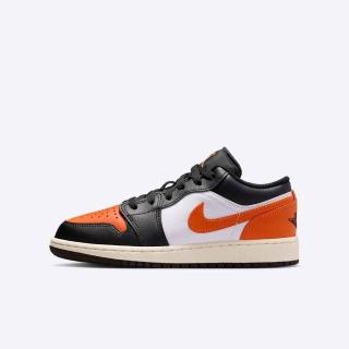 【NIKE 耐吉】Air Jordan 1 Low GS 大童 運動休閒鞋 喬丹 AJ1 低筒 黑橘(553560-081)
