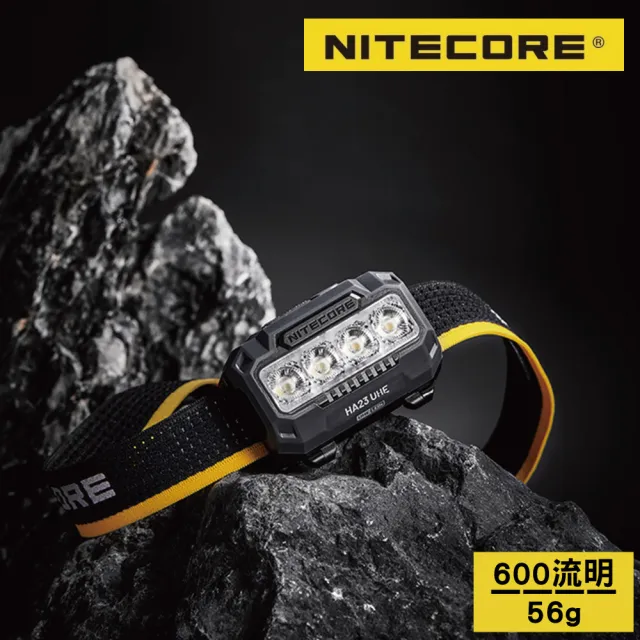 【NITECORE】多用途雙電源戶外頭燈-附背夾 黑色／600流明 HA23 UHE