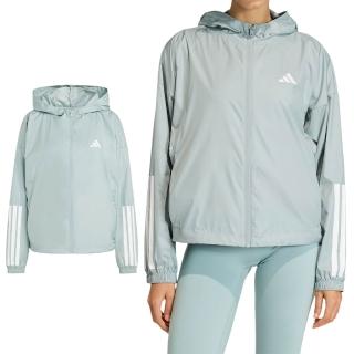 【adidas 愛迪達】HYG WINDY 女款 湖水綠色 寬鬆 防潑水 梭織防撕裂布 運動 連帽 外套 KC7654