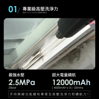【T-PROFESSIONAL】T-PRO HP 無線手持高壓清洗機 高壓水槍 便攜式洗車機 五種出水模式 泡沫清洗 高續航力
