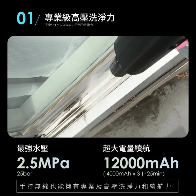 【T-PROFESSIONAL】T-PRO HP 無線手持高壓清洗機 高壓水槍 便攜式洗車機 五種出水模式 泡沫清洗 高續航力