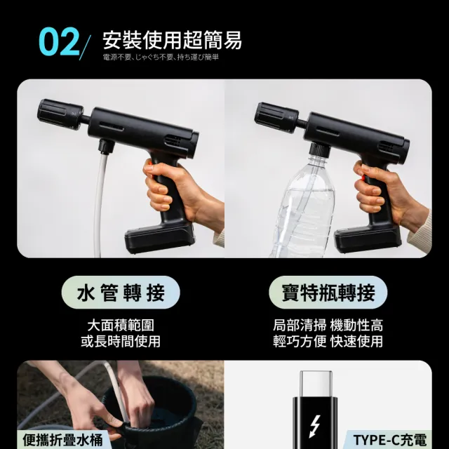 【T-PROFESSIONAL】T-PRO HP 無線手持高壓清洗機 高壓水槍 便攜式洗車機 五種出水模式 泡沫清洗 高續航力