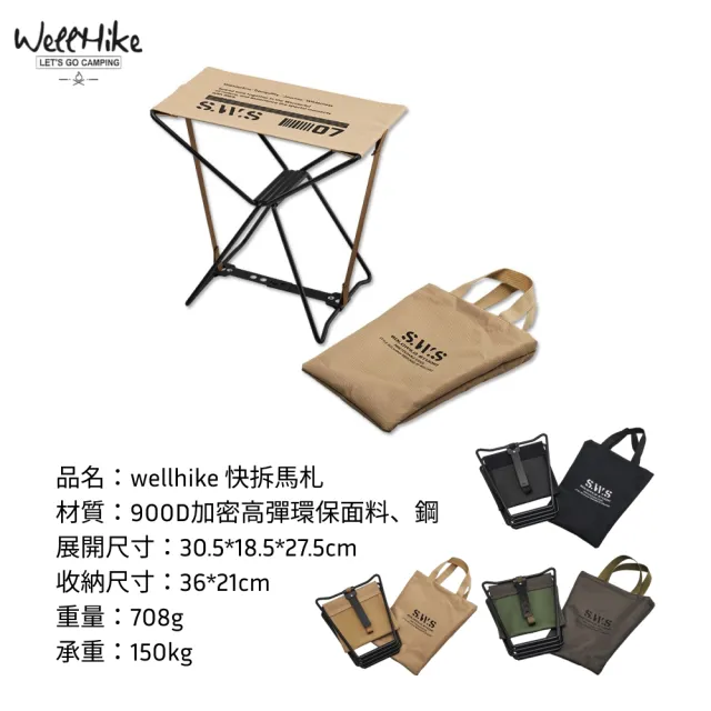 【WELLHIKE 玩客】露營中毒本舖 快拆馬札 摺疊椅 摺疊馬札 露營椅 折疊凳 板凳 椅凳 排隊椅 冰箱腳架