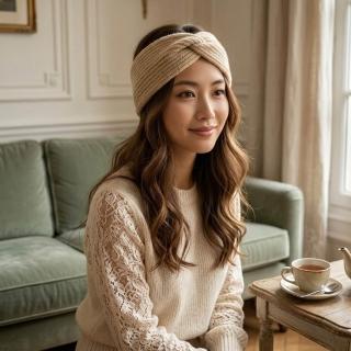【HaNA 梨花】暖心詩篇 氣質針織交叉髮帶
