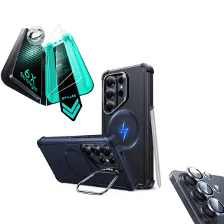 【ESR 億色】三星 S26 Ultra殼膜3件組-鐵甲鏡頭支架防摔殼+特級高清螢幕膜2片+鏡頭膜