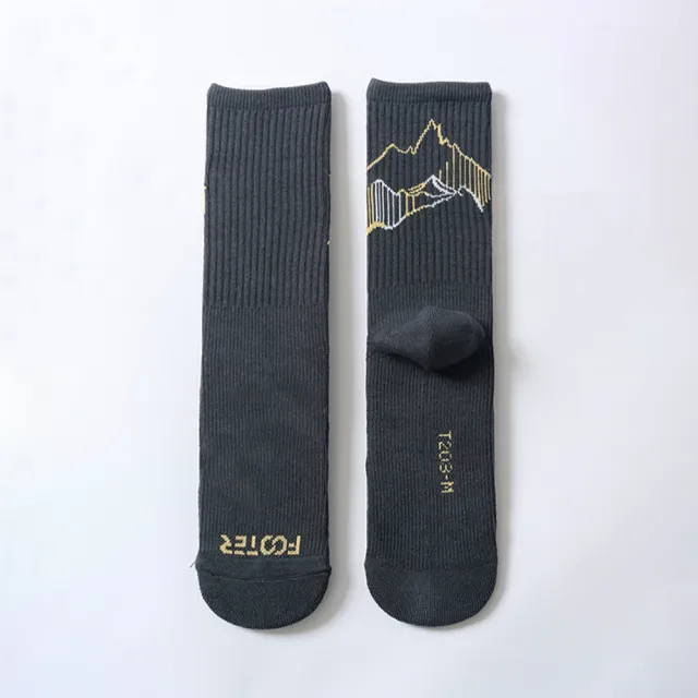 【FOOTER】山巒高筒登山襪(T203M-墨灰)
