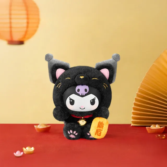 【YENDAR 研達】三麗鷗家族招財貓系列搪膠絨毛掛飾盲盒 (單盒)(出門帶上可愛的招財貓們)