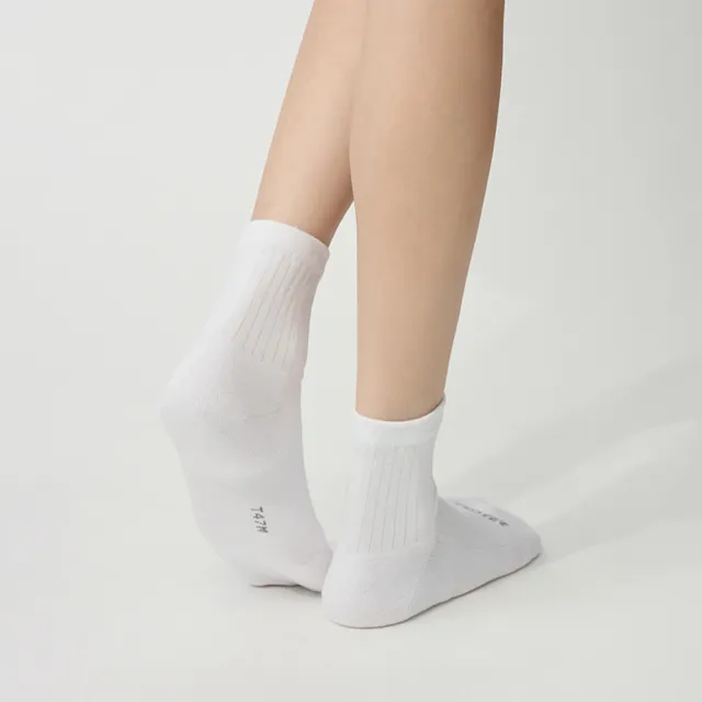 【FOOTER】復古直線條微分子薄襪-女款-前後微厚(T47M-白)