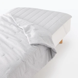 【MUJI 無印良品】凹凸織薄被/S/W140&times;L190 cm(灰色/綠色/綠直紋/藍直紋)