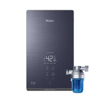 【Haier 海爾】即熱式電熱水器ZE5+抑垢美膚小藍瓶 瞬熱式 8500W(HR-EI85ZE5+HR-SC-V1 含基本安裝)