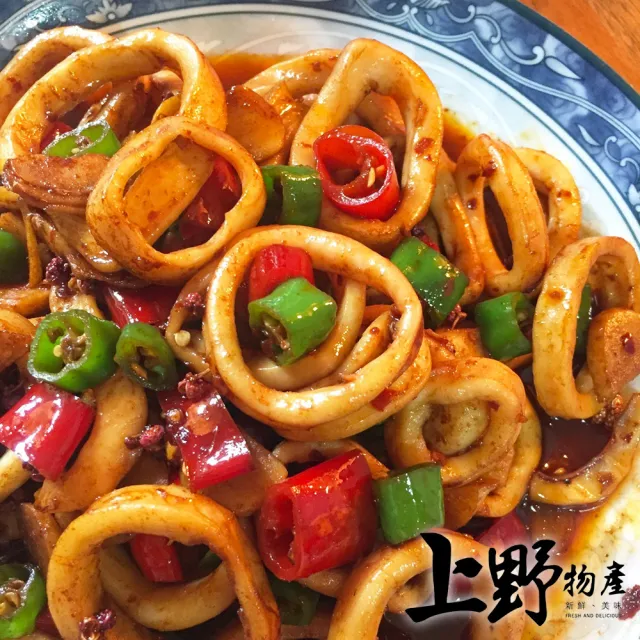 【上野物產】4包 頂級 帶皮魷魚圈(500g)