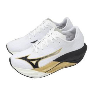 【MIZUNO 美津濃】競速跑鞋 Wave Rebellion Flash 3 男鞋 白黑金 緩衝 J1GC2621-01