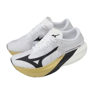 【MIZUNO 美津濃】競速跑鞋 Hyperwarp Pure 男鞋 白黑金 碳板 ORIGAMI J1GC2675-01