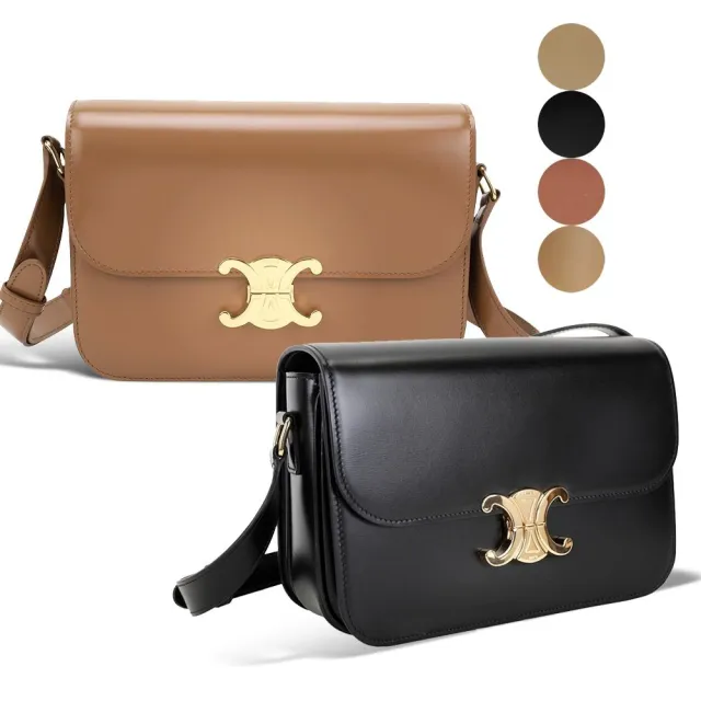 【CELINE】賽琳 Triomphe 經典22CM 黃銅凱旋門小牛皮肩背包-多色可選(肩背包 斜背包)