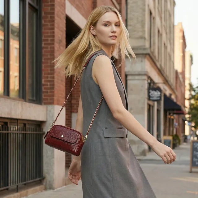 【M2nd】珍稀鱷魚腹皮方便斜揹包(Y75D)