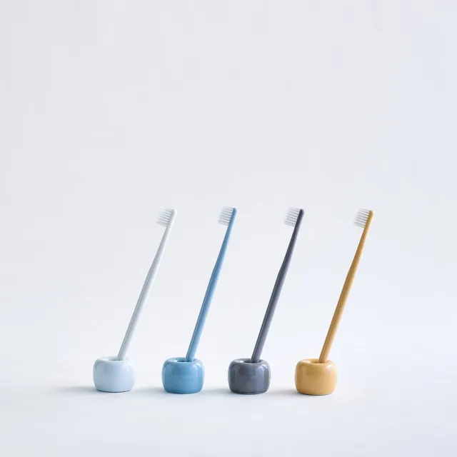 【MUJI 無印良品】白磁牙刷架/1支用/黃色 直徑4×高3cm
