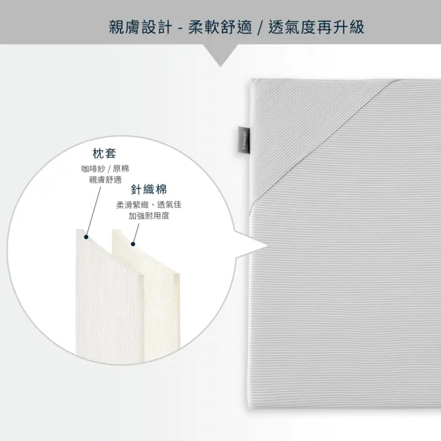 【Gennies 奇妮】透氣舒眠萬用平枕專用替換套(咖啡紗灰)