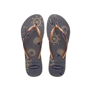 【havaianas 哈瓦仕】拖鞋 女鞋 夾腳拖 航海 錨點 Slim Nautical 玫瑰金 4137125-2356W (哈瓦士)