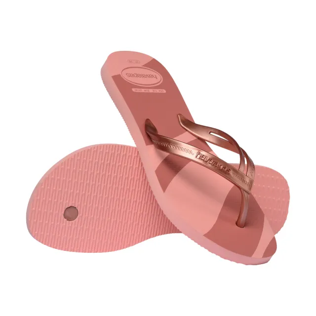 【havaianas 哈瓦仕】拖鞋 女鞋 夾腳拖 漸層 Elegance Print 玫瑰粉金 4148804-1106W (哈瓦士)