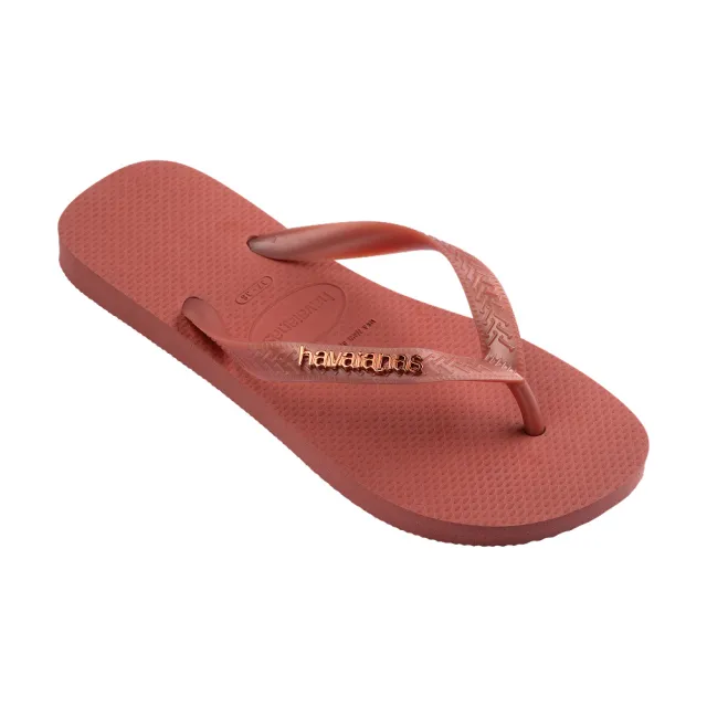 【havaianas 哈瓦仕】拖鞋 男鞋 女鞋 夾腳拖 金屬LOGO 素色 Top Logo Metallic 咖啡色 4127244-1121U