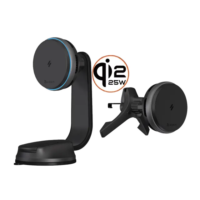 【ADAM 亞果元素】CQ3 Qi2.2 25W 制冷款車用磁吸充電器