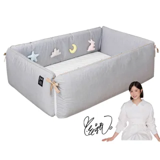 【gunite】多功能第三代落地式沙發嬰兒陪睡床0-6歲 四件組 床墊+床圍+止滑墊+床邊吊飾(北歐灰)