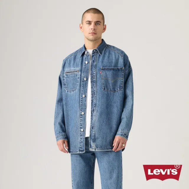 【LEVIS】襯衫式寬鬆版牛仔外套 / 口袋細節 男生上衣 熱賣單品 003M1-0001