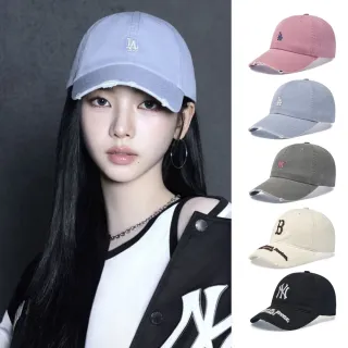 【MLB】復古水洗刷舊 KARINA同款/TWS同款可調式軟頂棒球帽 道奇/紅襪/洋基隊 (3ACPB096N/B026N-五款任選)