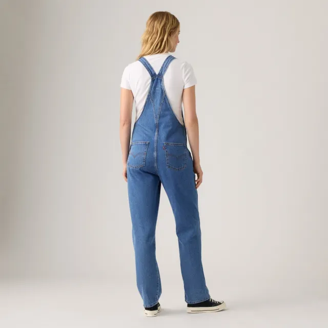 【LEVIS】女款經典丹寧牛仔寬鬆吊帶褲 熱賣單品 85315-0022