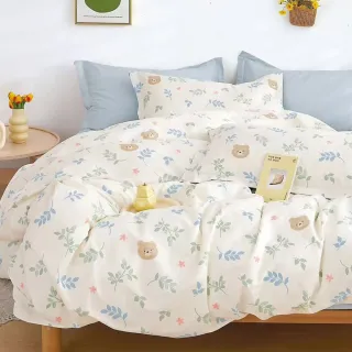 【日禾家居】買一送一 台灣製100%純棉床包枕套組(單人/雙人/加大 多款任選)