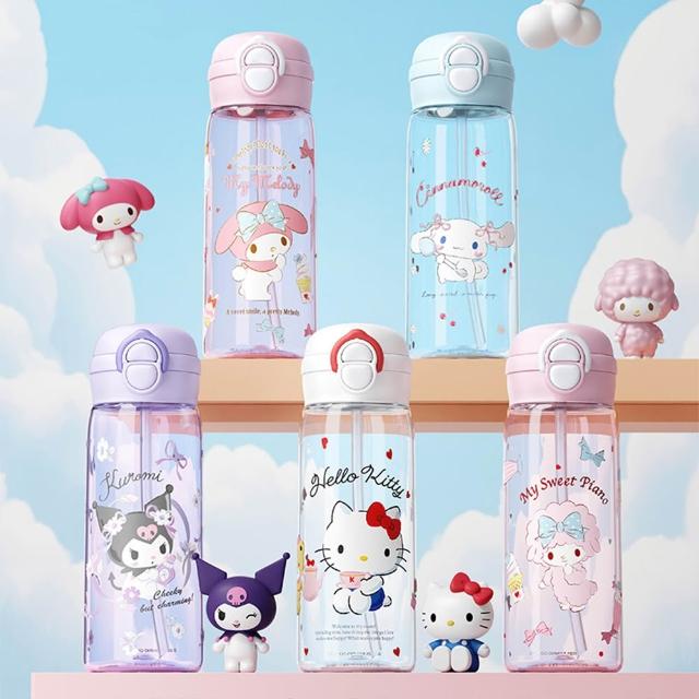 【SANRIO 三麗鷗】三麗鷗家族Tritan直飲吸管雙飲太空杯水壺500ml不含雙酚A(酷洛米/大耳狗/美樂蒂/凱蒂貓)