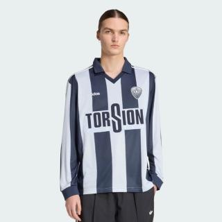 【adidas 愛迪達】Brit Hme Jersey 男 長袖上衣 休閒長袖 球衣 藍 白 亞版(HZ3787)