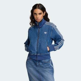 【adidas 愛迪達】Firebird Tt D 女 立領外套 休閒穿搭 運動外套 丹寧 藍 亞版(KD2913)