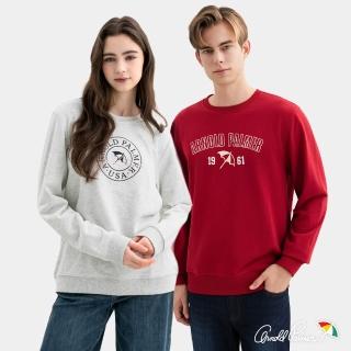 【Arnold Palmer 雨傘】男女裝-經典雨傘LOGO刺繡印花大學T(多款任選)