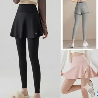 【巴黎精品】現貨 限搶!保暖運動長褲高腰瑜珈褲鯊魚褲防走光褲裙修身顯瘦(假兩件提臀5色a1hk10 2D)