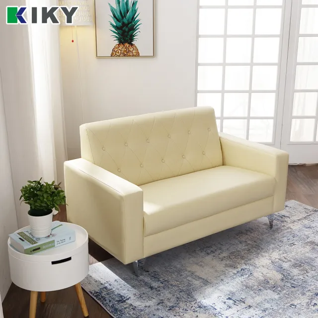 【KIKY】台灣製2人座艾薇兒皮扣沙發(3色可選)