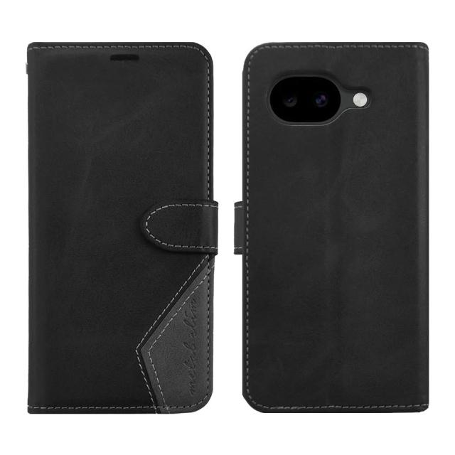 【Metal-Slim】Google Pixel 10a 時尚撞色前扣磁吸內層卡夾雙料皮套