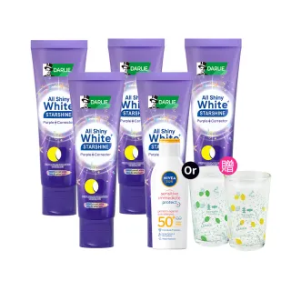 【DARLIE 好來】全亮白星耀紫光校色牙膏 100gx5(去漬/亮白/抗漬/顯白)