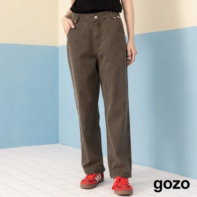 【gozo】復古水洗後鬆緊男友褲(兩色)