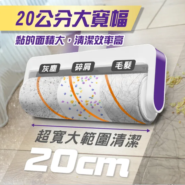【驅塵氏】伸縮萬用地板黏塵滾輪-1桿+1補(共3捲)