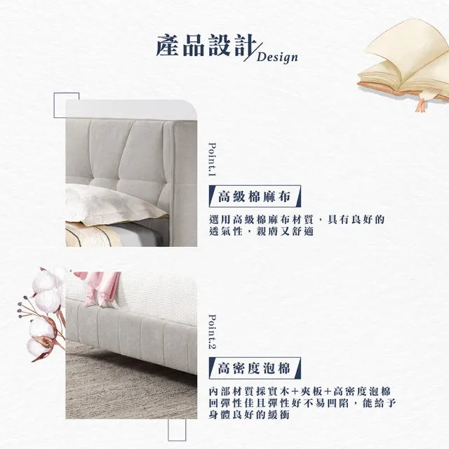 【Hampton 漢汀堡】威尼登6尺雙人床(雙人床/床台/床架/床組/6尺雙人床)