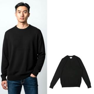 【CALVIN KLEIN】極簡黑魂 Calvin Klein針織衫 長袖 CK Jeans 彈力針織 立體logo 圓領 純棉 上衣@1741 E^3