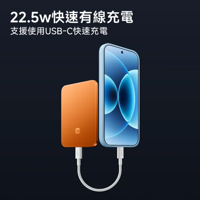 【小米】官方旗艦館 纖薄磁吸行動電源 5000 15W 冰川銀(通過3C認證/0.6cm超薄/小米首款自研電池)