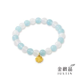 【金緻品】黃金串珠手鍊 夢幻礁岩 0.26錢 貝殼 海洋 浪漫 夏天 馬來石 水藍色 天然石 水晶 純金手鍊